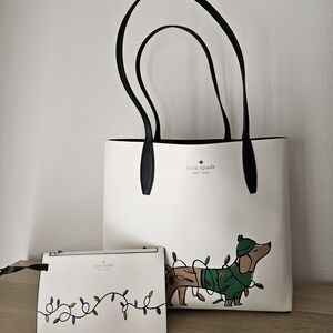Kate Spade White Tote and Pouch Set